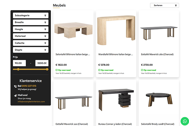 Woonplein Website Screenshot Meubels
