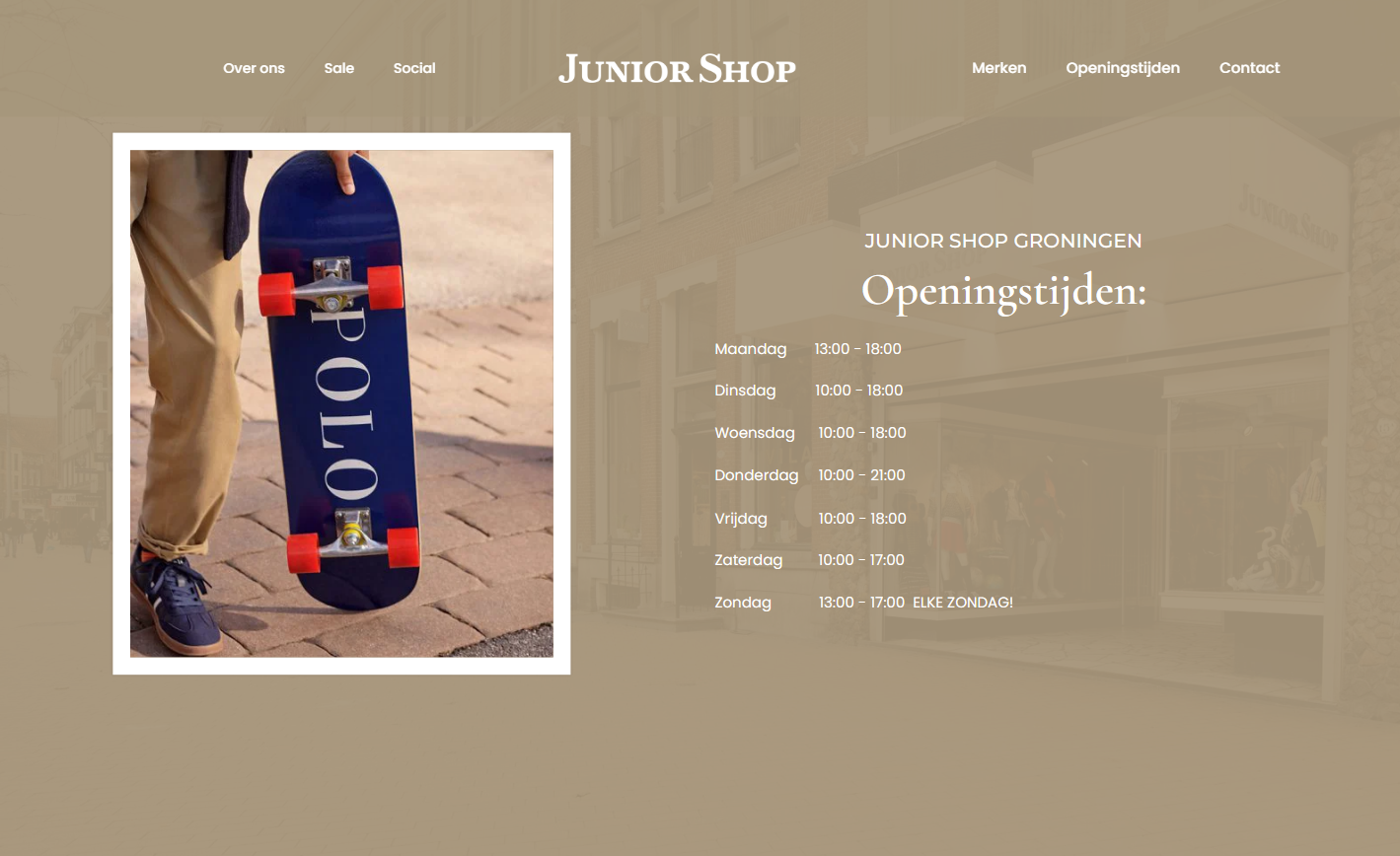Junior Shop Website Screenshot 1