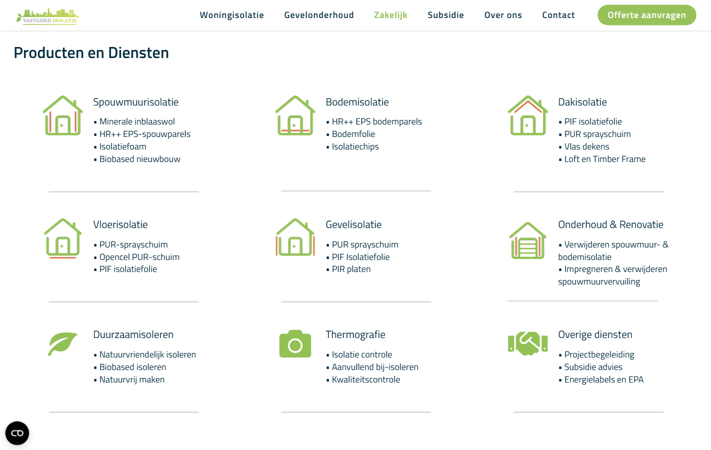 Vastgoed Isolatie Website Screenshot 2